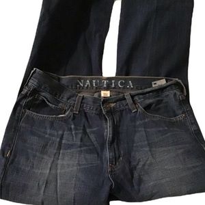 Nautica Men Straight Leg Denim Dark Blue Washed Jeans 33 x 32